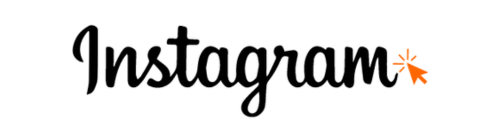 Instagram Logo with orange cursor in the right corner