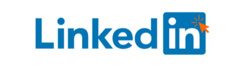 LinkedIn logo with orange cursor in the right corner